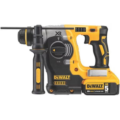 DEWALT DCH273P2 20V MAX XR Lithium-Ion Cordless Brushless 1-inch SDS-Plus L-Shape Rotary Hammer Kit with (2) 5ah Batteries, Charger and Case