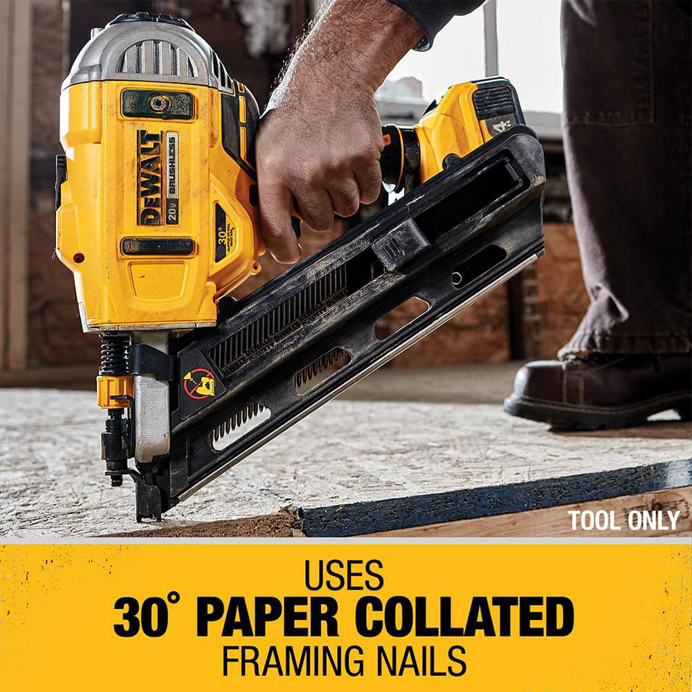 DEWALT DCN692B 20V MAX XR Lithium-Ion Cordless Brushless 2-Speed 30° Paper Collated Framing Nailer (Tool-Only)