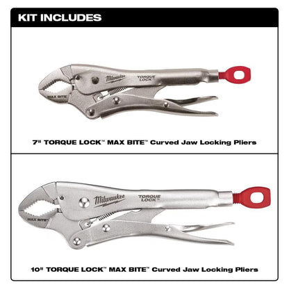 Milwaukee 48-22-3702 Tool 7 inch and 10 inch Curve Torque Lock Locking Pliers Set (2-Piece)