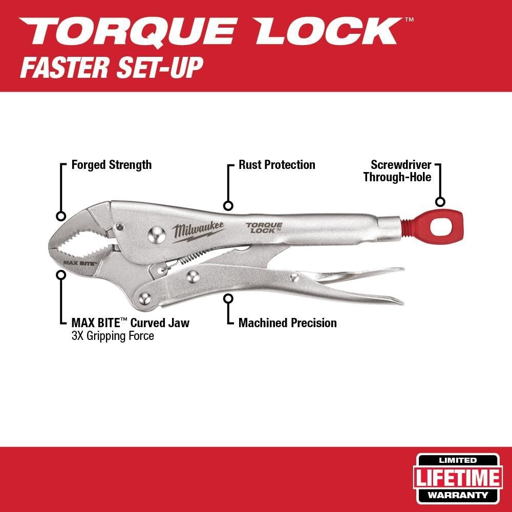 Milwaukee 48-22-3702 Tool 7 inch and 10 inch Curve Torque Lock Locking Pliers Set (2-Piece)
