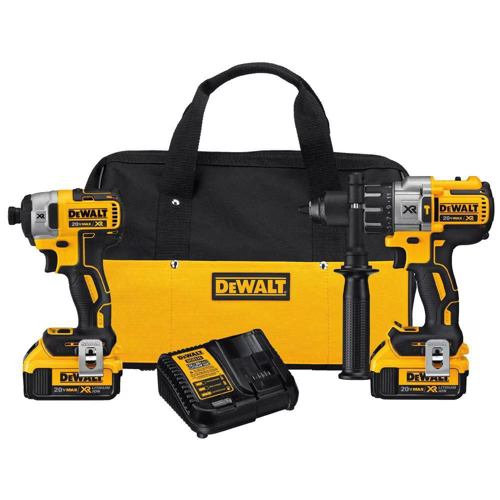 DEWALT DCK299M2 20V MAX XR Lithium-Ion Cordless Brushless Hammer Drill/Impact Combo Kit (2-Tool) with (2) 4Ah Batteries and Charger