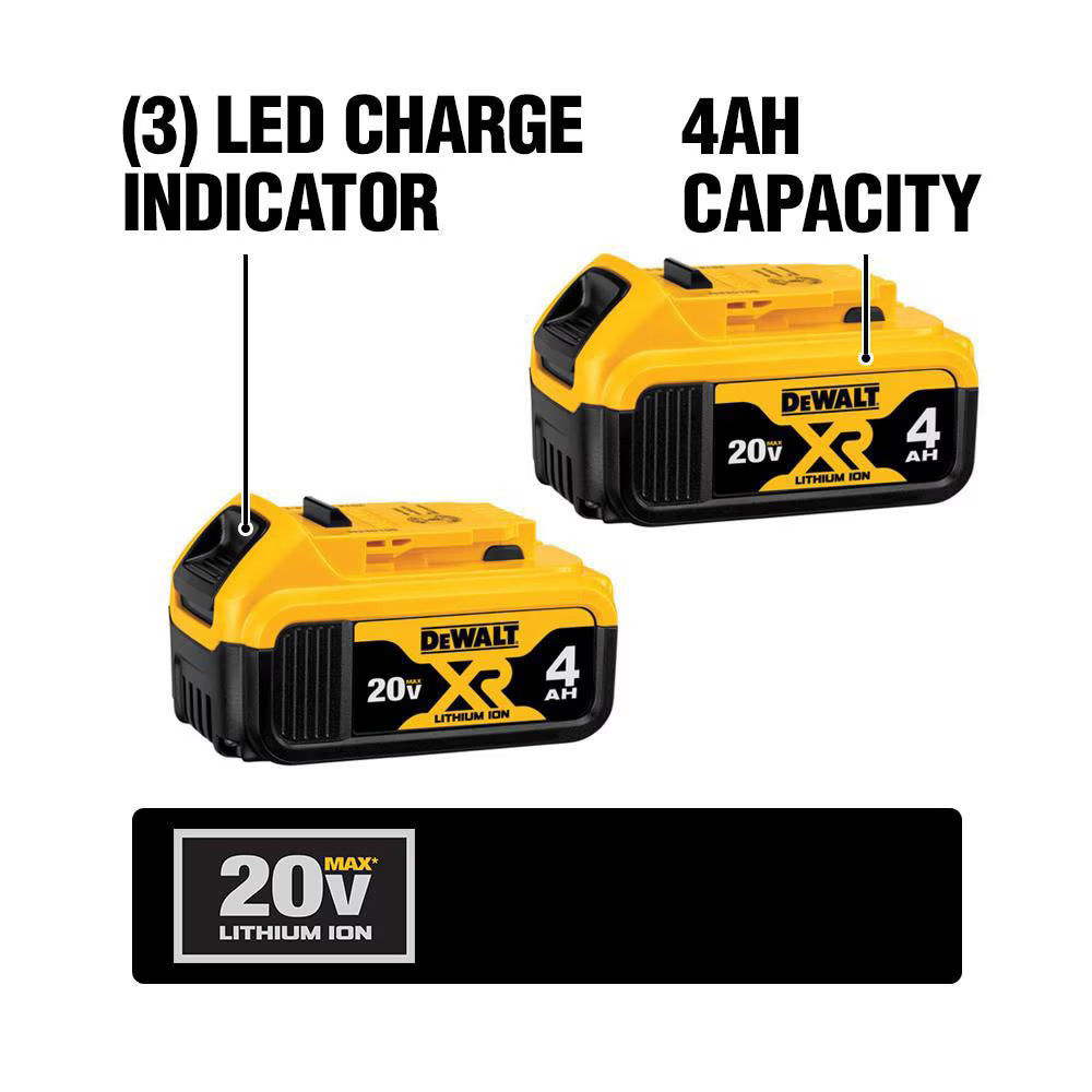 DEWALT DCK299M2 20V MAX XR Lithium-Ion Cordless Brushless Hammer Drill/Impact Combo Kit (2-Tool) with (2) 4Ah Batteries and Charger