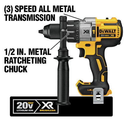 DEWALT DCK299M2 20V MAX XR Lithium-Ion Cordless Brushless Hammer Drill/Impact Combo Kit (2-Tool) with (2) 4Ah Batteries and Charger