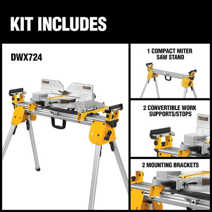 DEWALT DWX724 29.8 lbs. Compact Miter Saw Stand with 500 lbs. Capacity and 10 ft. Outfeed Support