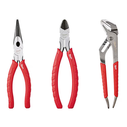 Milwaukee 48-22-6331 Tool Straight Jaw, Long Nose and Diagonal Cutter Pliers Kit (3-Piece)