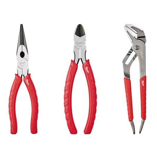 Milwaukee 48-22-6331 Tool Straight Jaw, Long Nose and Diagonal Cutter Pliers Kit (3-Piece)