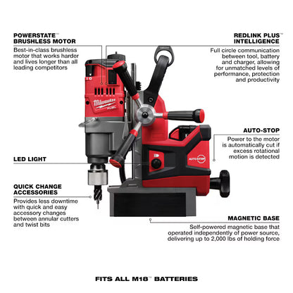 Milwaukee 2788-22HD M18 FUEL 18-Volt Brushless Cordless 1-1/2 -inch Lineman Magnetic Drill HD Kit With (2) 8.0Ah Batteries