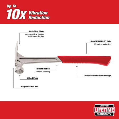 Milwaukee 48-22-9016 Tool 17 oz. Milled Face Framing Hammer