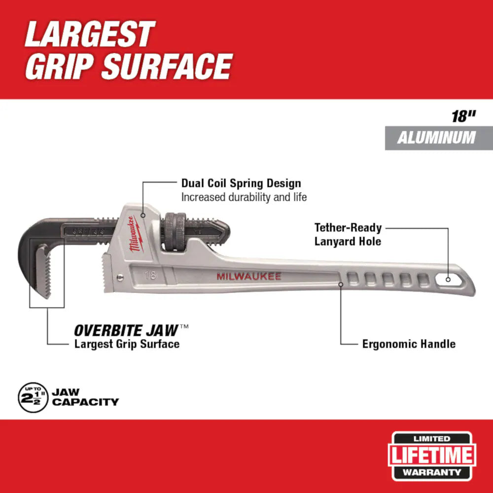 Milwaukee 48-22-7218 Tool 18 inch Aluminum Pipe Wrench