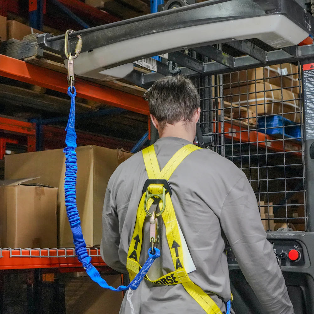 WORKHORSE 6 ft Shock Absorbing Lanyard – Blue Fall Protection Safety Lanyard