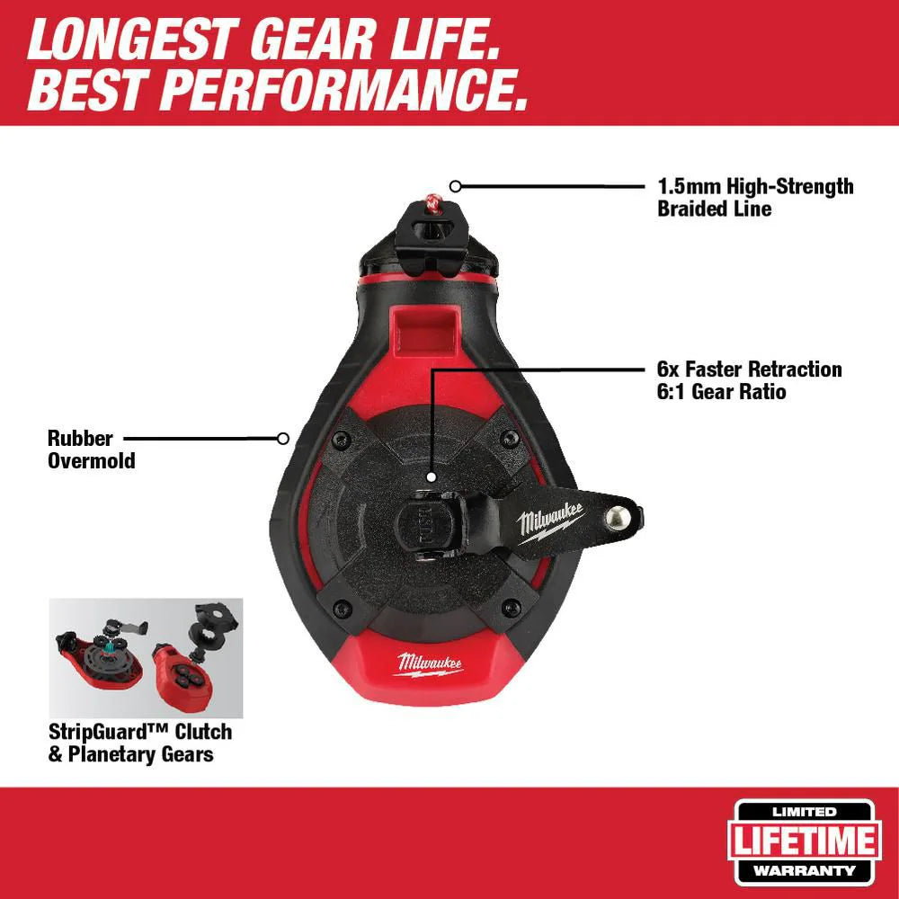 Milwaukee 48-22-3986 Tool 100-ft Bold Line Chalk Reel Kit with Red Chalk