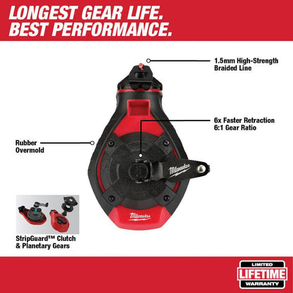 Milwaukee 48-22-3986 Tool 100-ft Bold Line Chalk Reel Kit with Red Chalk