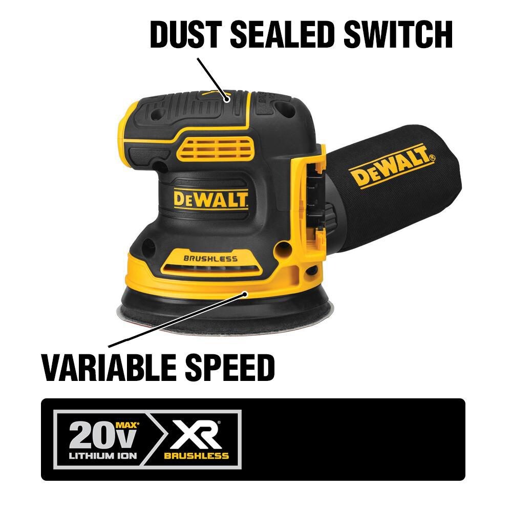DEWALT DCW210B 20-Volt MAX XR Lithium-Ion Brushless Cordless 5 inch Random Orbital Sander (Tool Only)