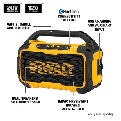 DEWALT DCR010 12V/20V MAX Lithium-Ion Cordless/Corded Worksite Bluetooth Speaker