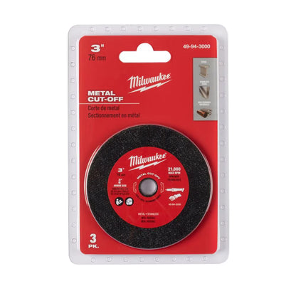 Milwaukee 49-94-3000 3in Metal Cut-Off Wheel - 3pk