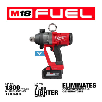 Milwaukee 2867-22 Tool M18 FUEL 18V 1-Inch High Torque Impact Wrench w/ ONE-KEY Kit w/ (2) 8.0Ah Batteries