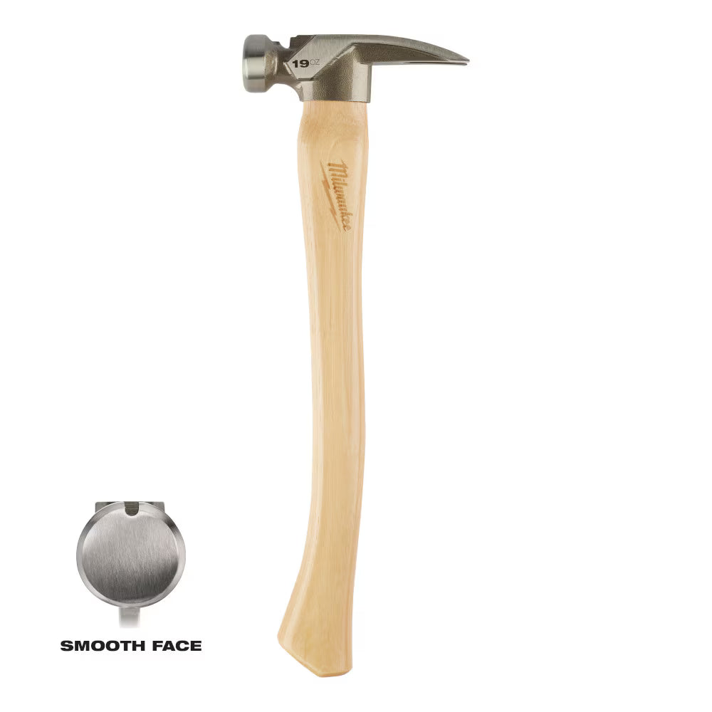 Milwaukee 48-22-9519 Tool 19oz Smooth Face Hickory Wood Framing Hammer