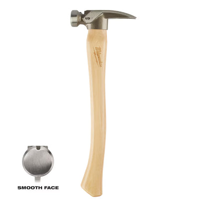 Milwaukee 48-22-9519 Tool 19oz Smooth Face Hickory Wood Framing Hammer