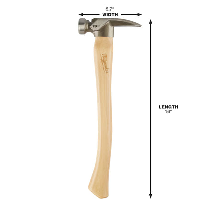 Milwaukee 48-22-9519 Tool 19oz Smooth Face Hickory Wood Framing Hammer