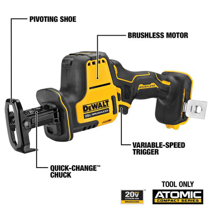 DEWALT DCS369B 20V MAX ATOMIC Lithium-Ion Cordless Brushless One-Handed Reciprocating Saw (Tool Only)