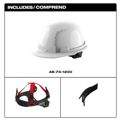 Milwaukee 48-73-1200 Tool BOLT White Type 1 Class C Front Brim Vented Hard Hat with 4 Point Ratcheting Suspension