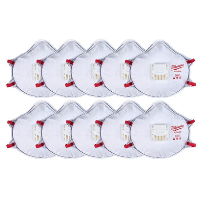 Milwaukee 48-73-4004 Tool Professional N95 Multi-Purpose Valved Respirator with Gasket (10-Pack)