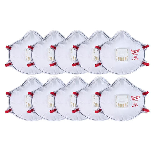 Milwaukee 48-73-4004 Tool Professional N95 Multi-Purpose Valved Respirator with Gasket (10-Pack)