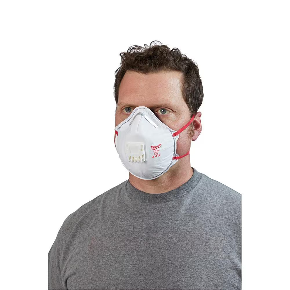Milwaukee 48-73-4004 Tool Professional N95 Multi-Purpose Valved Respirator with Gasket (10-Pack)