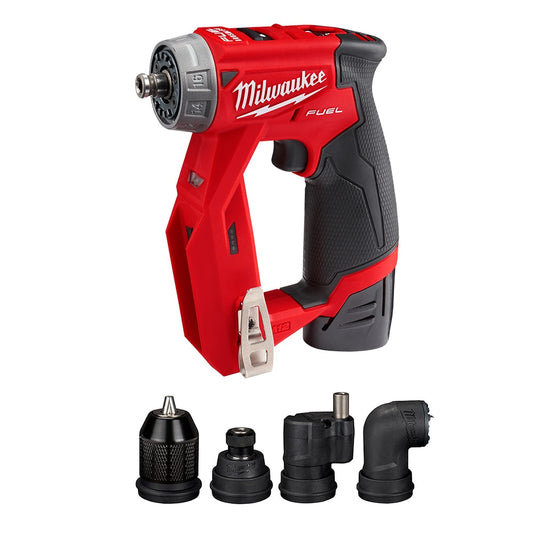 Milwaukee 2505-22 Tool M12 FUEL 12V Li-ion Brushless Cordless 4-in-1 Installation 3/8 in. Drill Driver Kit W/ 4 Tool Heads