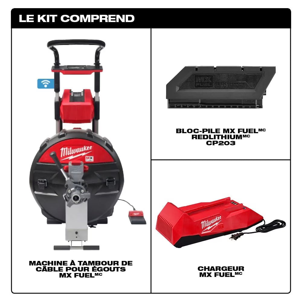 Milwaukee MXF500-1CP Tool MX FUEL Lithium-Ion Cordless Sewer Drum Machine with Battery