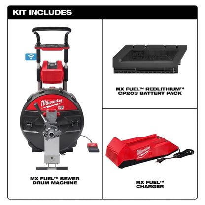 Milwaukee MXF500-1CP Tool MX FUEL Lithium-Ion Cordless Sewer Drum Machine with Battery