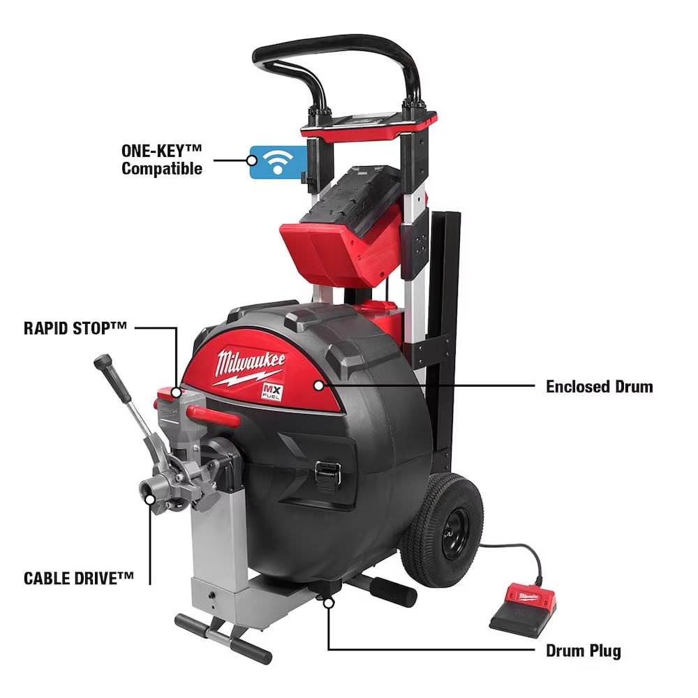 Milwaukee MXF500-1CP Tool MX FUEL Lithium-Ion Cordless Sewer Drum Machine with Battery