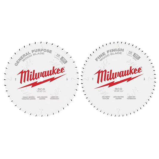 Milwaukee 48-40-1036 Tool 10-inch x 40-Tooth and 60-Tooth Mitre/ Table Saw Blades (2-Pack)