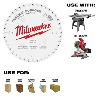 Milwaukee 48-40-1036 Tool 10-inch x 40-Tooth and 60-Tooth Mitre/ Table Saw Blades (2-Pack)