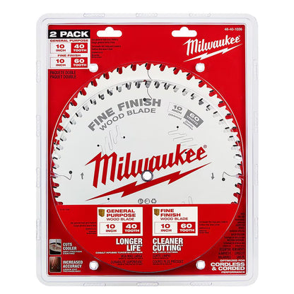 Milwaukee 48-40-1036 Tool 10-inch x 40-Tooth and 60-Tooth Mitre/ Table Saw Blades (2-Pack)