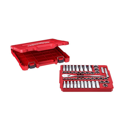 Milwaukee 48-22-9010 Tool 1/2 -inch Drive SAE/Metric Ratchet and Socket Mechanics Tool Set (47-Piece)