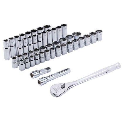 Milwaukee 48-22-9010 Tool 1/2 -inch Drive SAE/Metric Ratchet and Socket Mechanics Tool Set (47-Piece)