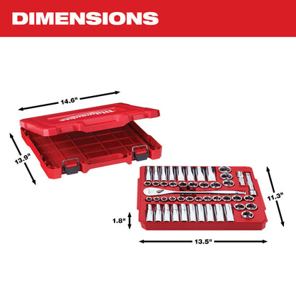 Milwaukee 48-22-9010 Tool 1/2 -inch Drive SAE/Metric Ratchet and Socket Mechanics Tool Set (47-Piece)