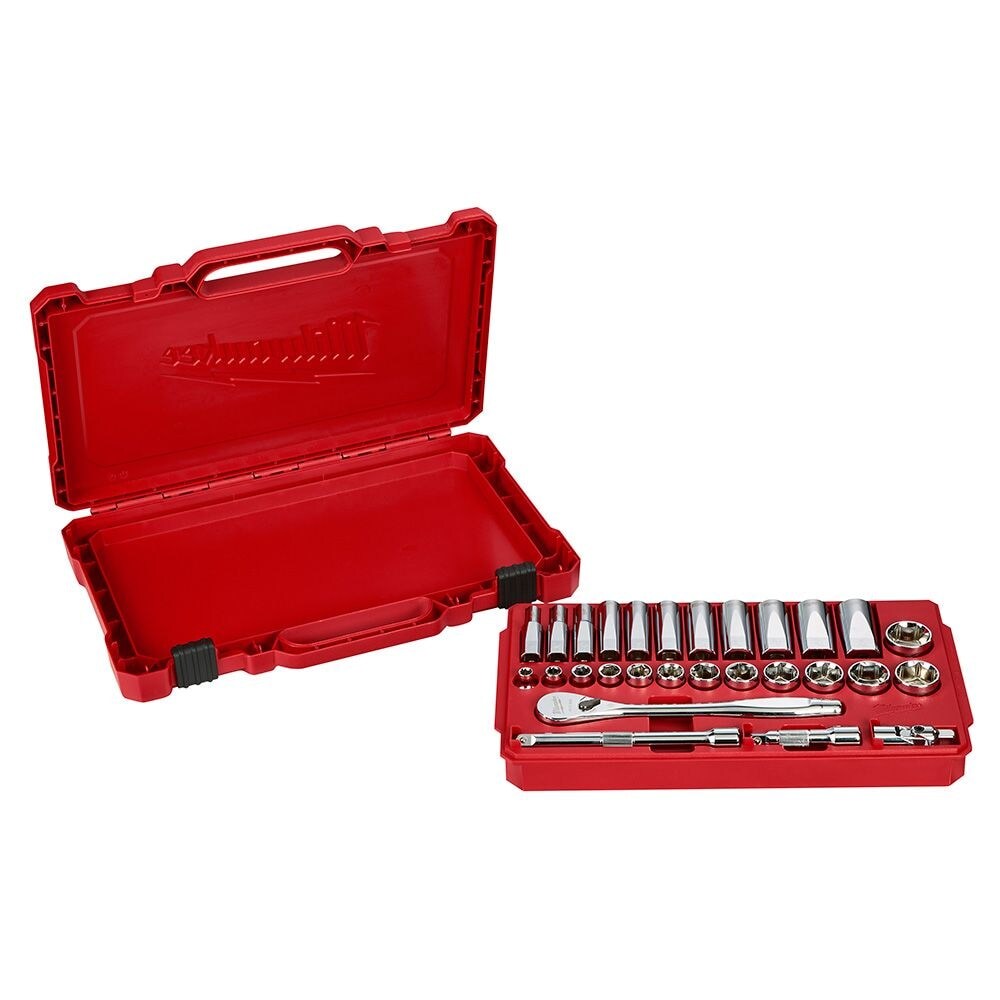 Milwaukee 48-22-9408 Tool 3/8 -inch Drive SAE Ratchet and Socket Mechanics Tool Set (28-Piece)