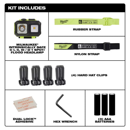 Milwaukee 2004-HZL Tool 310 Lumens LED Intrinsically Safe Spot/Flood Headlamp with Batteries