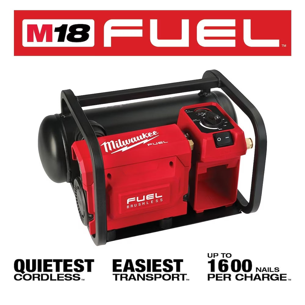 Milwaukee 2840-20 Tool M18 FUEL 18-Volt Lithium-Ion Brushless Cordless 2 Gallon Electric Compact Quiet Compressor (Tool Only)