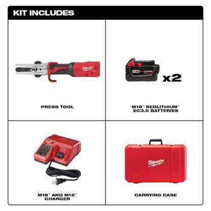 Milwaukee M18 FORCE LOGIC Long Throw Press Tool Kit – 18V, 2 × 3.0Ah Batteries