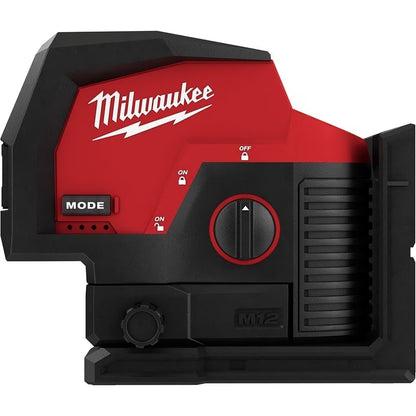 Milwaukee 3622-20 Tool M12 12-Volt Lithium-Ion Cordless Green 125 ft. Cross Line and Plumb Points Laser Level (Tool-Only)