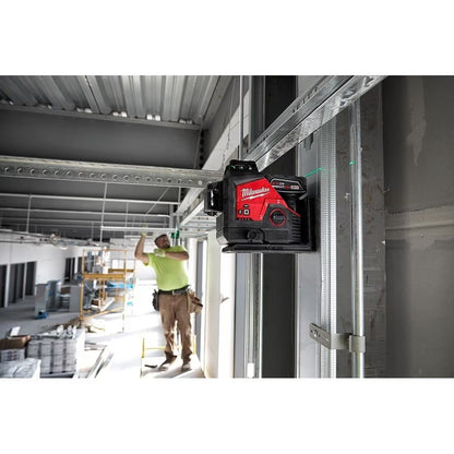 Milwaukee 3632-21 Tool M12 12V Lithium-Ion Green 125 ft. 3-Plane Laser Level Kit with 4.0 Ah Battery, Charger and Case