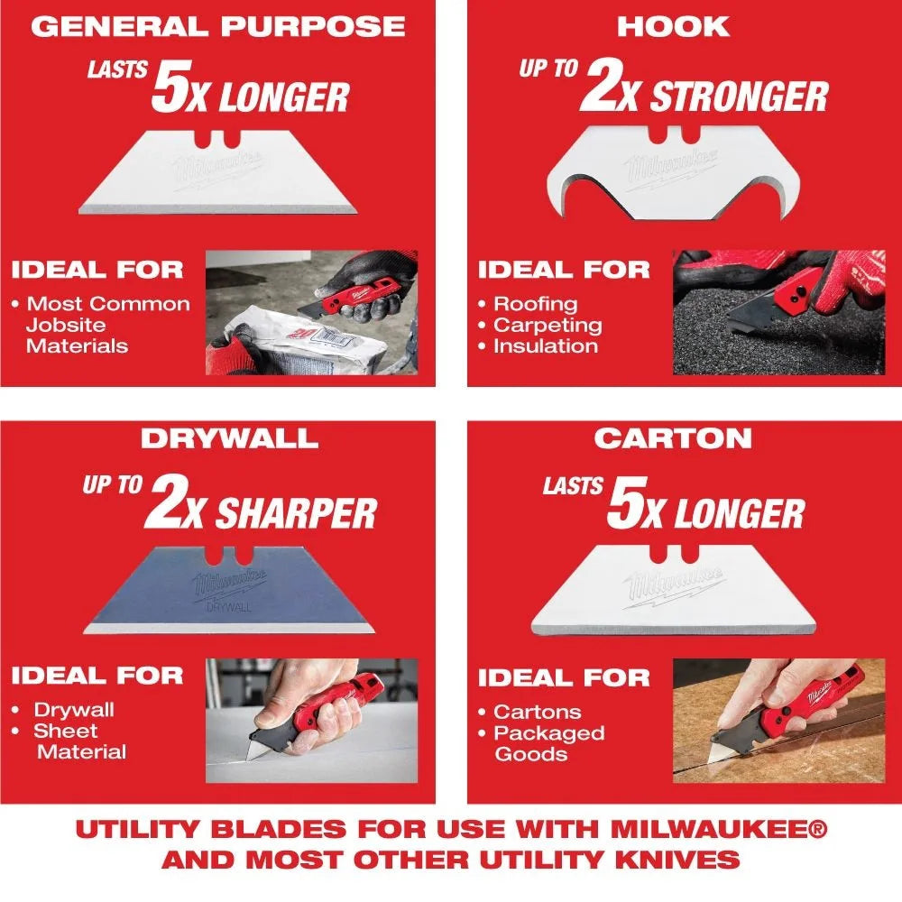 Milwaukee 48-22-1502 Tool FASTBACK Folding Utility Knife with Blade Storage and General Purpose Blade