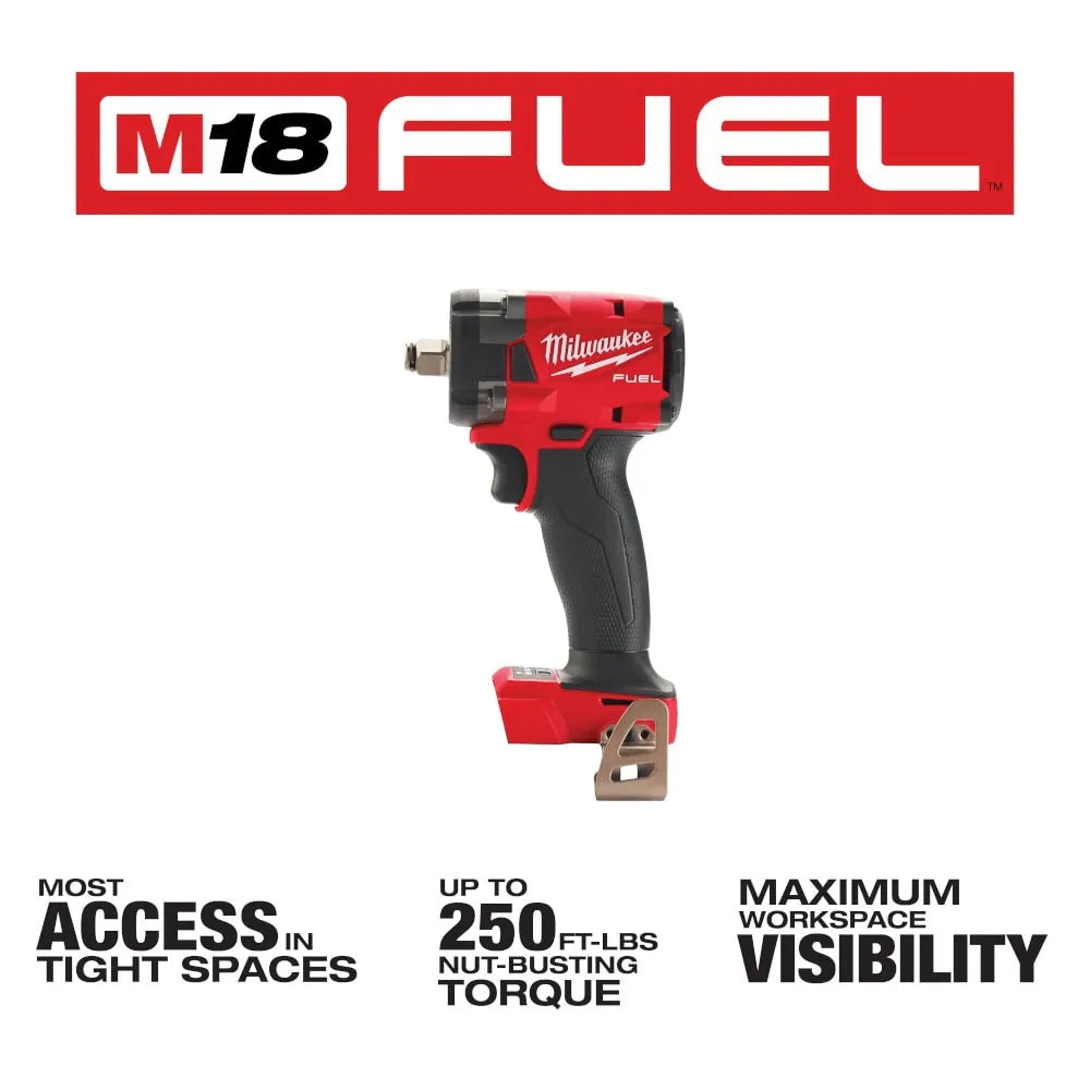 Milwaukee 2855-20 Tool M18 FUEL Gen-2 Brushless Cordless 1/2-inch Compact Impact Wrench with Friction Ring (Tool-Only)