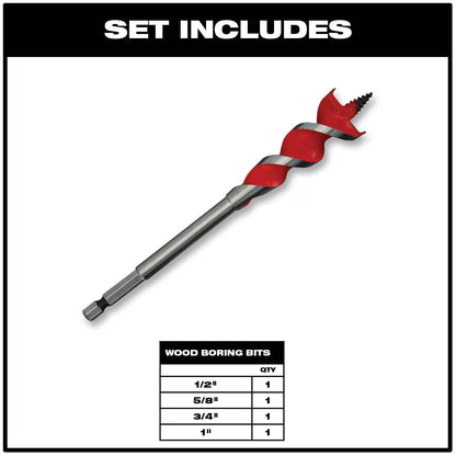 Milwaukee 48-13-0400  SPEED FEED 4pc 6in Self-Feeding Wood Bit Set