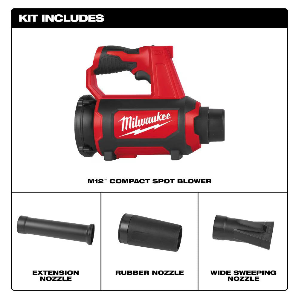 Milwaukee 0852-20 Tool M12 12V Lithium-Ion Cordless Compact Spot Blower (Tool-Only)