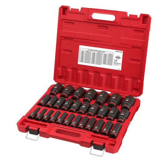 Milwaukee 49-66-7015 Tool SHOCKWAVE 1/2 -inch Drive Metric 6 Point Impact Socket Set (29-Piece)