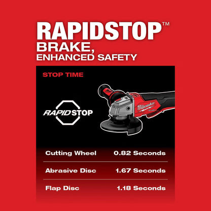 Milwaukee 2882-20 Tool M18 FUEL 18V Li-Ion Brushless Cordless 4-1/2-in/5-in Braking Grinder W/ Paddle Switch (Tool-Only)